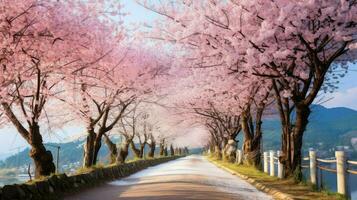 fiorire campagna ciliegia fiori ai generato foto