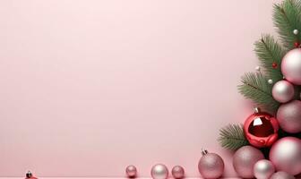 Natale telaio confine leggero rosa sfondo ai generato foto