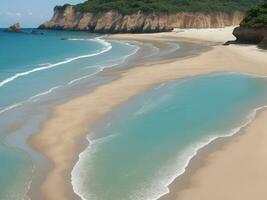 spiaggia bellissimo vicino su Immagine ai generato foto