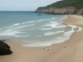 spiaggia bellissimo vicino su Immagine ai generato foto