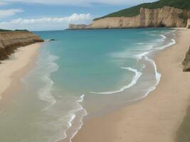 spiaggia bellissimo vicino su Immagine ai generato foto