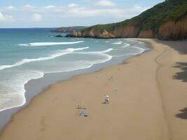 spiaggia bellissimo vicino su Immagine ai generato foto