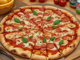 Pizza bellissimo vicino su Immagine ai generato foto