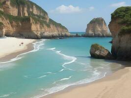 spiaggia bellissimo vicino su Immagine ai generato foto