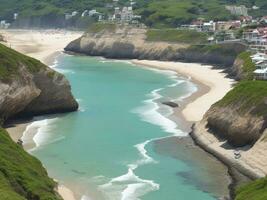 spiaggia bellissimo vicino su Immagine ai generato foto