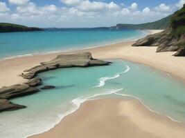 spiaggia bellissimo vicino su Immagine ai generato foto