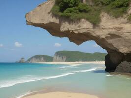 spiaggia bellissimo vicino su Immagine ai generato foto