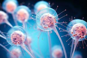 intricato macro fotografia di sperma cellule sotto microscopio isolato su un' bianca sfondo foto