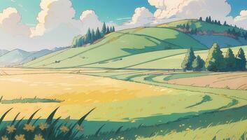 verde pastor erba campo illustrazione anime manga visivo romanzo sfondo sfondo foto