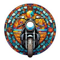 motocicletta macchiato bicchiere finestra illustrazione vettore sfondo generato di ai foto