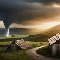 raro visivo grafica tornado e uragani devastare rurale le case nel il deserto, distruttivo Residenziale le zone. grande per siti web, blog eccetera. concetto di generativo ai foto