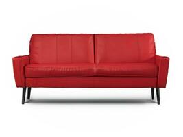 rosso divano con cuscini isolato su bianca foto