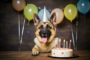 cane celebra compleanno. generativo ai foto