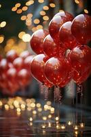 gruppo di rosso palloncini, creato con generativo ai foto