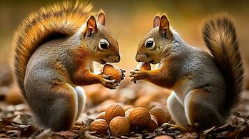 scoiattoli combattendo per il finale merenda. generativo ai foto