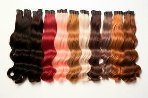 multicolore umano capelli estensione gruppi collezione. ai generato foto