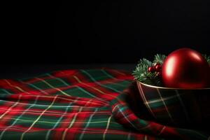 Natale tartan plaid design. di stagione sfondo con plaid struttura. generativo ai foto