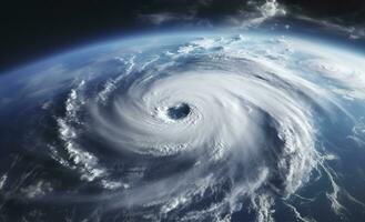 super tifone, tropicale tempesta, ciclone, tornado, al di sopra di oceano. tempo metereologico sfondo. generativo ai foto
