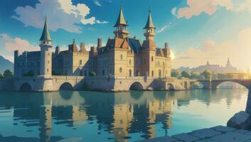 magnifico castello grafico romanzo anime manga sfondo foto