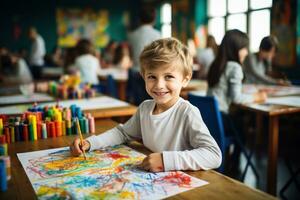 carino bambino con vernici foto