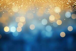 celebrare il nuovo anno con un' blu e oro astratto bokeh sfondo con copia spazio foto