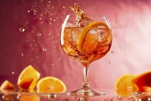 aperol spritz estate bevanda nel bicchiere con ombre, tropicale sfondo. generativo ai foto