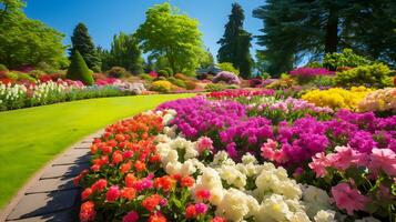 un' sbalorditivo fiore giardino scoppiando con vivace vettore arte generato di ai foto