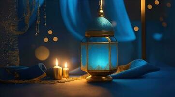 ai generativo, islamico lanterna oro per elemento islamico evento e celebrazione foto