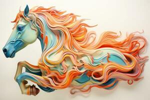 acquerello cavallo la pittura, astratto disegno di un' in esecuzione dipingere schizzato cavallo, generativo ai illustrazione foto