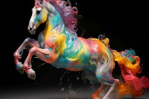 astratto cavallo nel nebuloso colore e strutturato movimento, generativo ai illustrazione foto