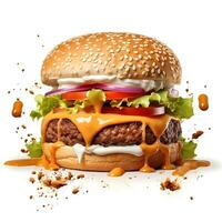 hamburger, Hamburger cheeseburger, ai generato foto