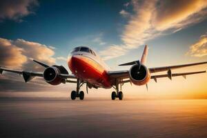 aereo su il pista di decollo sfondo. ai generativo professionista foto