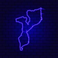 Mozambico incandescente insegna al neon sullo sfondo del muro di mattoni foto