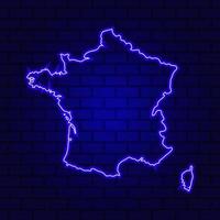 Francia incandescente insegna al neon su sfondo muro di mattoni foto