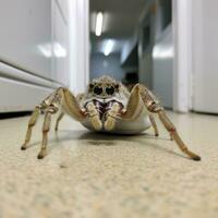 ai generato un' avvicinamento tiro di un' tipico australiano ragno su il pavimento ai generato foto
