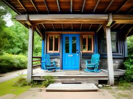 di legno Casa nel il foresta foto