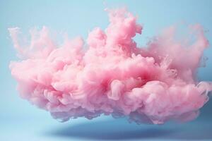 morbido rosa inchiostro nel acqua. rosa lussureggiante inchiostro nube su blu sfondo. astratto sfondo. generato di artificiale intelligenza foto