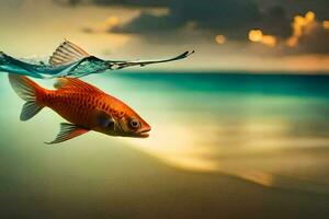 un' pesce nuoto nel il oceano. ai-generato foto