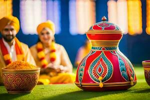 indiano nozze decorazione idee. ai-generato foto