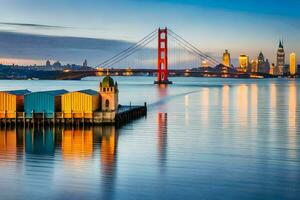 il d'oro cancello ponte e il città di san francisco. ai-generato foto