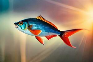 un' pesce con luminosa arancia e blu pinne. ai-generato foto