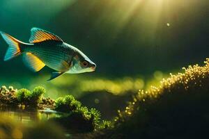 foto sfondo il cielo, pesce, acqua, impianti, luce del sole, il sole, il mare,. ai-generato