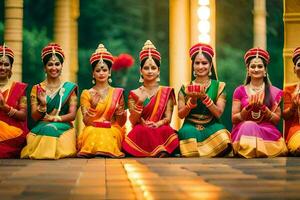 indiano donne nel tradizionale abbigliamento. ai-generato foto