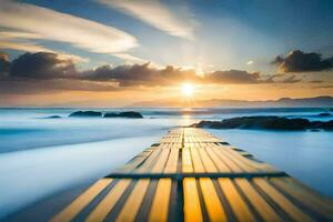 foto sfondo il cielo, mare, cielo, nuvole, il sole, il mare, il cielo. ai-generato