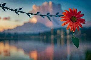 foto sfondo il cielo, montagne, fiori, il sole, il montagne, il fiori, il. ai-generato