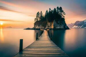 foto sfondo il cielo, alberi, acqua, montagne, lago, il mare, il cielo,. ai-generato