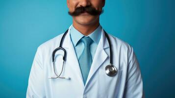 medico Tenere stetoscopio per Movember isolato su un' pendenza sfondo foto