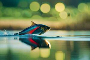 un' pesce è nuoto nel il acqua. ai-generato foto