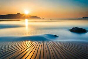 il sole sorge al di sopra di il oceano nel Questo foto. ai-generato foto