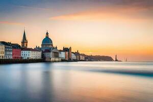 il città di Copenaghen, Danimarca, a tramonto. ai-generato foto